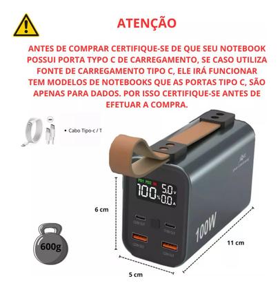 Imagem de Kit Powerbank Pineing carregador de 100w Com 30.000mha Compatível com Star Link Mini e Adaptador para Cabo PD 100w