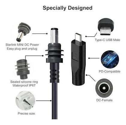 Imagem de Kit Powerbank Pineing carregador de 100w Com 30.000mha Compatível com Star Link Mini e Adaptador para Cabo PD 100w