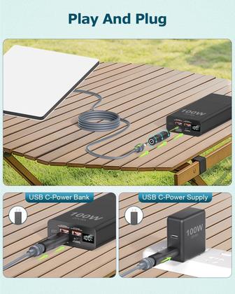 Imagem de Kit Powerbank Pineing carregador de 100w Com 30.000mha Compatível com Star Link Mini e Adaptador para Cabo PD 100w