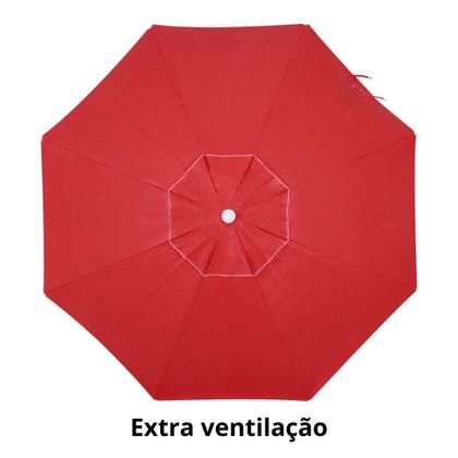 Imagem de Kit Praia Guarda Sol Vermelho 1,60 M e Cadeira de Praia Aluminio