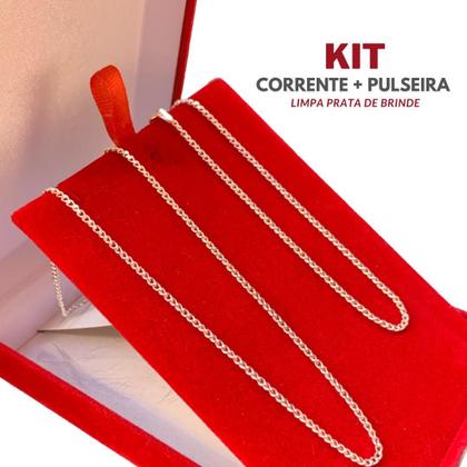 Imagem de Kit Prata 925 Corrente Masculina + Pulseira Grumet Fina