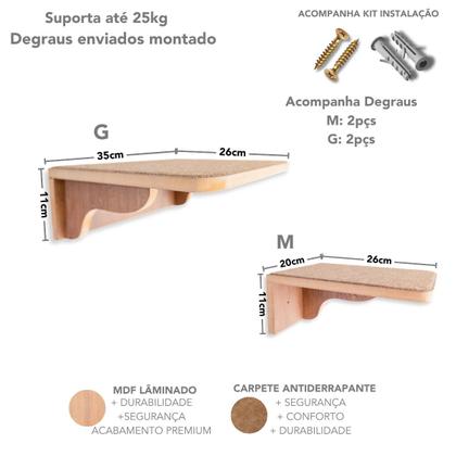 Imagem de Kit Prateleira Para Gatos Degraus 2M e 2G Com Carpete LAMINADO