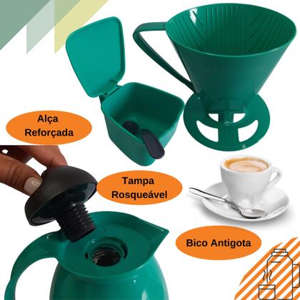 Imagem de Kit Prático Para Café Garrafa Térmica + Açucareiro 350 ML + Suporte Porta Filtro 102/103 Unitermi