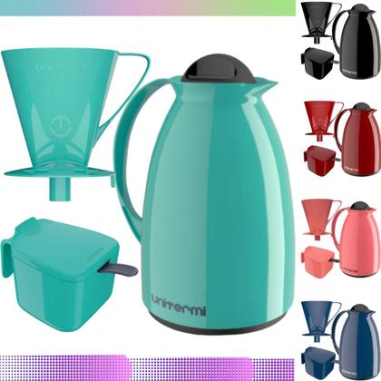 Imagem de Kit Prático Para Café Garrafa Térmica + Açucareiro 350 ML + Suporte Porta Filtro 102/103 Unitermi