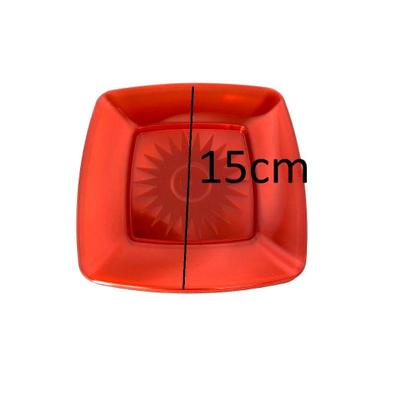 Imagem de Kit Prato Acrílico Quadrado Resistente Vermelho 15Cm- 30Un