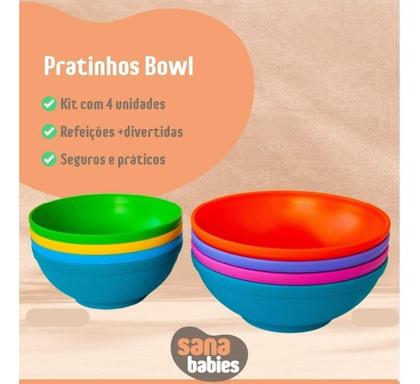 Imagem de Kit Prato Bowl Com 4Uni. - 300Ml - 9326, Sana Babies