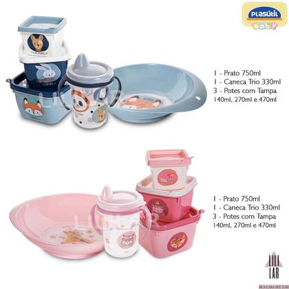 Imagem de Kit Prato Caneca Copo com Alça Trio 3 Potes Conect com Tampa