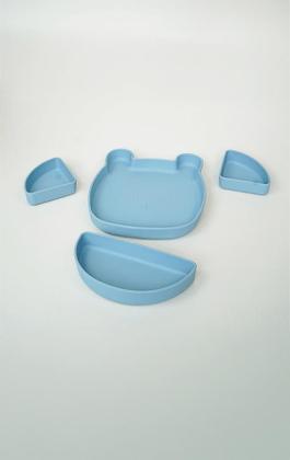 Imagem de Kit Prato Com Divisórias + Garrafa Térmica Azul