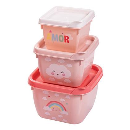 Imagem de Kit Prato Copo Com Alça E Trio 3 Potes Conect - Plasútil Baby