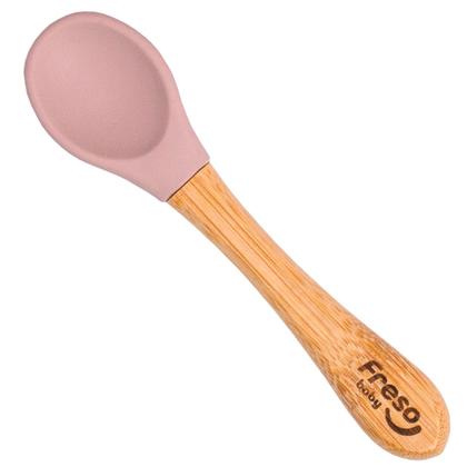 Imagem de Kit Prato de Bambu com Ventosa e Divisórias + Colher Rosa