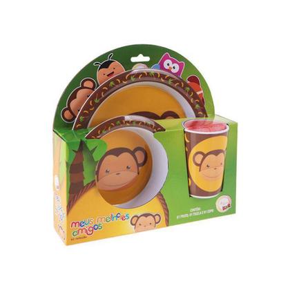 Imagem de Kit Prato Infantil Tigela Copo Animais Infantil Comidinha - Baratotal Store