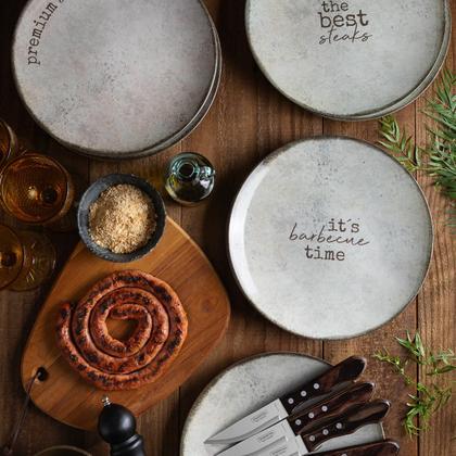 Imagem de Kit Prato Raso Churrasco Rustic em Porcelana 28 cm 4 Peças Tramontina 96950/288
