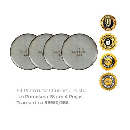 Imagem de Kit Prato Raso Churrasco Rustic em Porcelana 28 cm 4 Peças Tramontina 96950/288