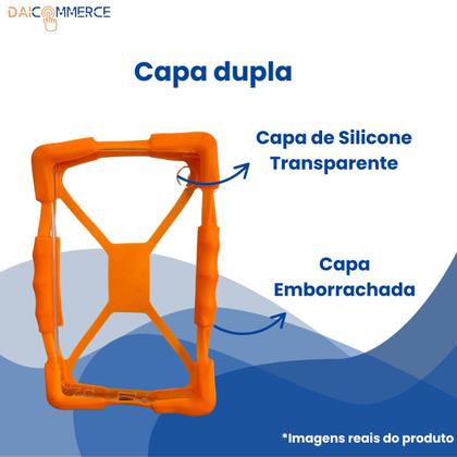 Imagem de Kit Premium para Galaxy Tab A9 8.7: Capa Dupla (Emborrachada + Silicone), Película, Caneta Touch e Suporte