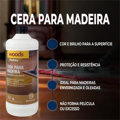 Imagem de Kit Premium Para Madeira Limpeza Proteção E Renovação - cera, limpa madeira e renovador 1L