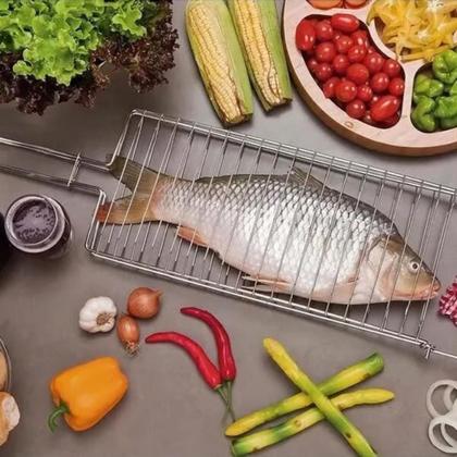 Imagem de Kit Preparo Churrasco Grelha e Espetos 55cm 3 Simples e 3 Duplo Cabo Madeira p/ Churrasqueira Mor