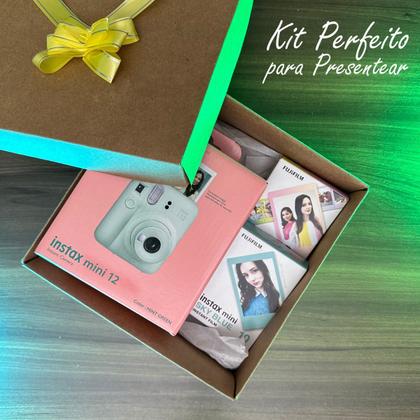 Imagem de Kit Presente Câmera Instax Mini 12 Com Filme 10 Macaron + Filme 10 Sky blue Verde