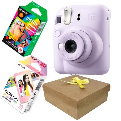 Imagem de Kit Presente Câmera Instax Mini 12 Com Filme Rainbow + Filme Macaron Lilás