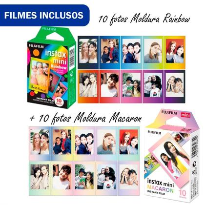 Imagem de Kit Presente Câmera Instax Mini 12 Com Filme Rainbow + Filme Macaron Lilás