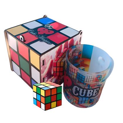 Imagem de Kit Presente Especial Cubo Mágico Com Caixa MDF Caneca e Cubo