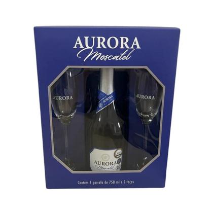 Imagem de Kit Presente Vinho Espumante Moscatel Aurora Kit Com 2 Taças De Vidro