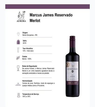 Imagem de Kit Presente Vinho Tinto Marcus James Reservado Meio Seco + 1 Taça