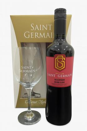 Imagem de Kit Presente Vinho Tinto Suave Saint Germain 750ml Kit Com Taça