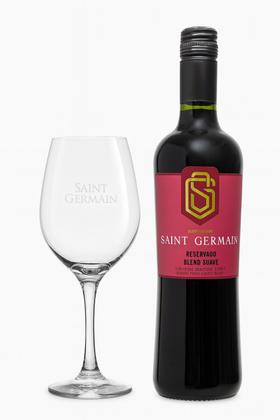 Imagem de Kit Presente Vinho Tinto Suave Saint Germain 750ml Kit Com Taça