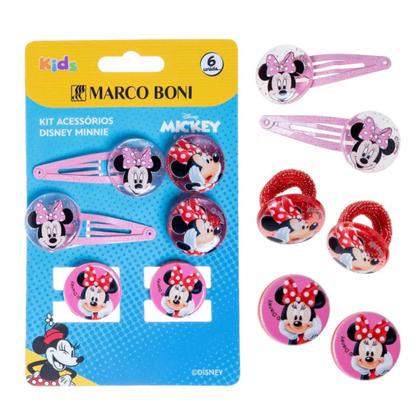 Imagem de Kit Presilhas E Elásticos De Cabelo Disney Minnie Marco Boni