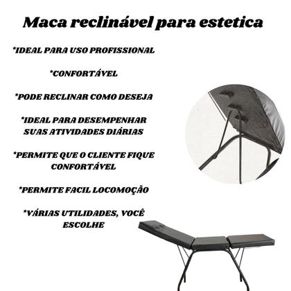 Imagem de Kit Preto Maca para Salão + Carrinho Tatuagem Estética