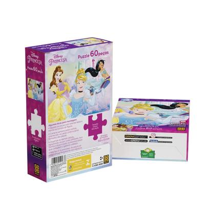 Imagem de Kit Princesas Disney Grow  Espelho Mágico para Desenho 2 QuebraCabeças 30 e 60 Peças Educativos Infantis