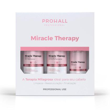 Imagem de Kit Pro Reestruturação Capilar Organic Miracle Therapy Liss Prohall Alinhamento Redutor de Volume 1300kg