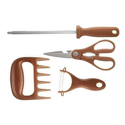 Imagem de Kit Profissional De Facas Conjunto Completo Para Churrasco Com 8 Peças Antiaderente Fio De Navalha