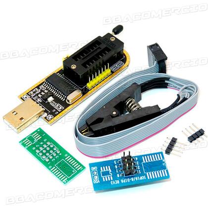 Imagem de Kit Programador Gravador Eprom Usb SOIC8 CH341A Pinça Jacaré