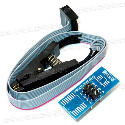Imagem de Kit Programador Gravador Eprom Usb SOIC8 CH341A Pinça Jacaré