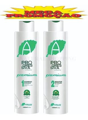 Imagem de Kit Progressiva Adlux Premium 2x1000ml Sem Formol com Argila Branca  Alisamento Profissional