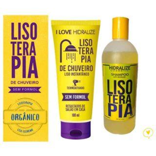 Imagem de Kit Progressiva De Chuveiro Orgânica  Sem Formol Lisoterapia 100Ml Hidralize Liso Extremo