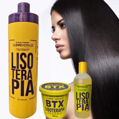 Imagem de Kit Progressiva Profissional Lisoterapia 1 Litro + Shampoo Anti Resíduos 500 Ml + Botox Capilar 150G