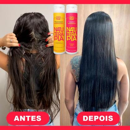Imagem de Kit Progressiva sem formol + Shampoo Anti-Resíduos Natuterapia + Brinde Protetor Térmico - Natuhair - 300 ml