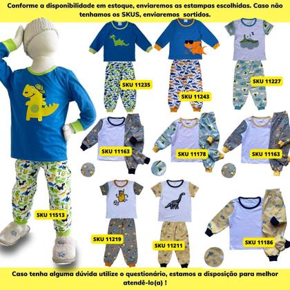 Imagem de Kit Pronto 4 Peças Pijama Macio Comprido, Longo Infantil 2 Camisas  2 Calças 1 a 10 anos