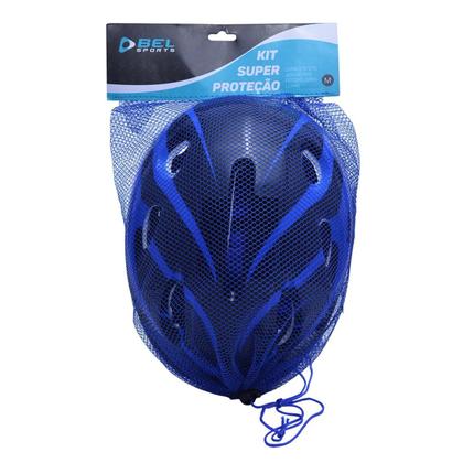 Imagem de Kit Proteção Infantil Para Patins Bike Skate Completo Com 7 Peças Azul Tam M Belfix