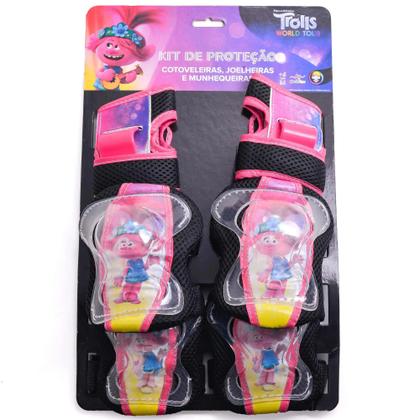 Imagem de Kit Proteção Infantil Skate Patins Bicicleta Trolls Disney