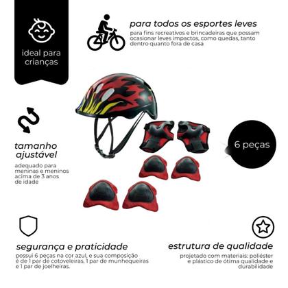 Imagem de Kit Proteção Segurança Completo Capacete Infantil Criança