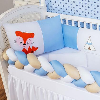 Imagem de Kit Protetor Berço Trança Completo 6 peças Ursinho Lua Principe Vários Modelos 