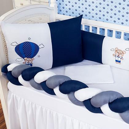 Imagem de Kit Protetor Berço Trança Completo 6 peças Ursinho Lua Principe Vários Modelos 