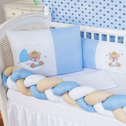 Imagem de Kit Protetor Berço Trança Completo 6 peças Ursinho Lua Principe Vários Modelos 