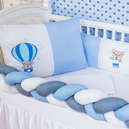 Imagem de Kit Protetor Berço Trança Completo 6 peças Ursinho Lua Principe Vários Modelos 