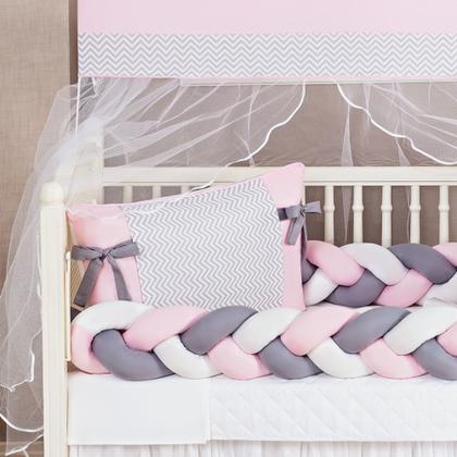 Imagem de Kit Protetor Berço Trança Completo Classic peças com almofada nó 11 peças