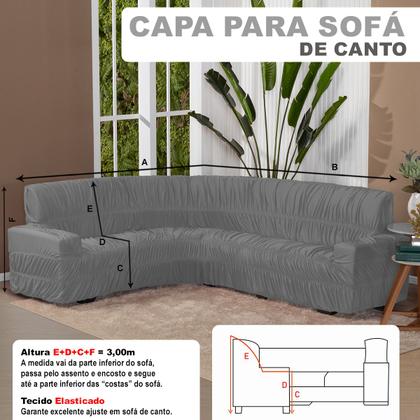 Imagem de Kit Protetor Capa De Sofá Canto 6Lugares Elasticada Cinza