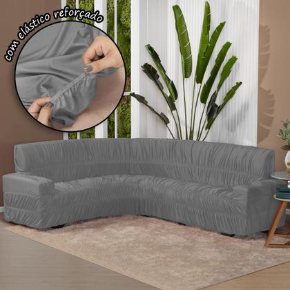 Imagem de Kit Protetor Capa De Sofá Canto 6Lugares Elasticada Cinza